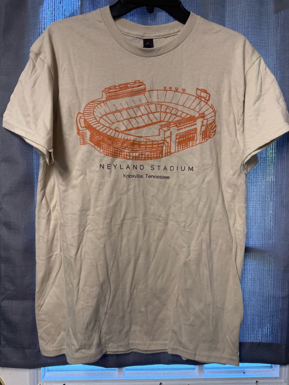 Gildan Beige Short Sleeve Tee with Orange Neyland Stadium Graphic